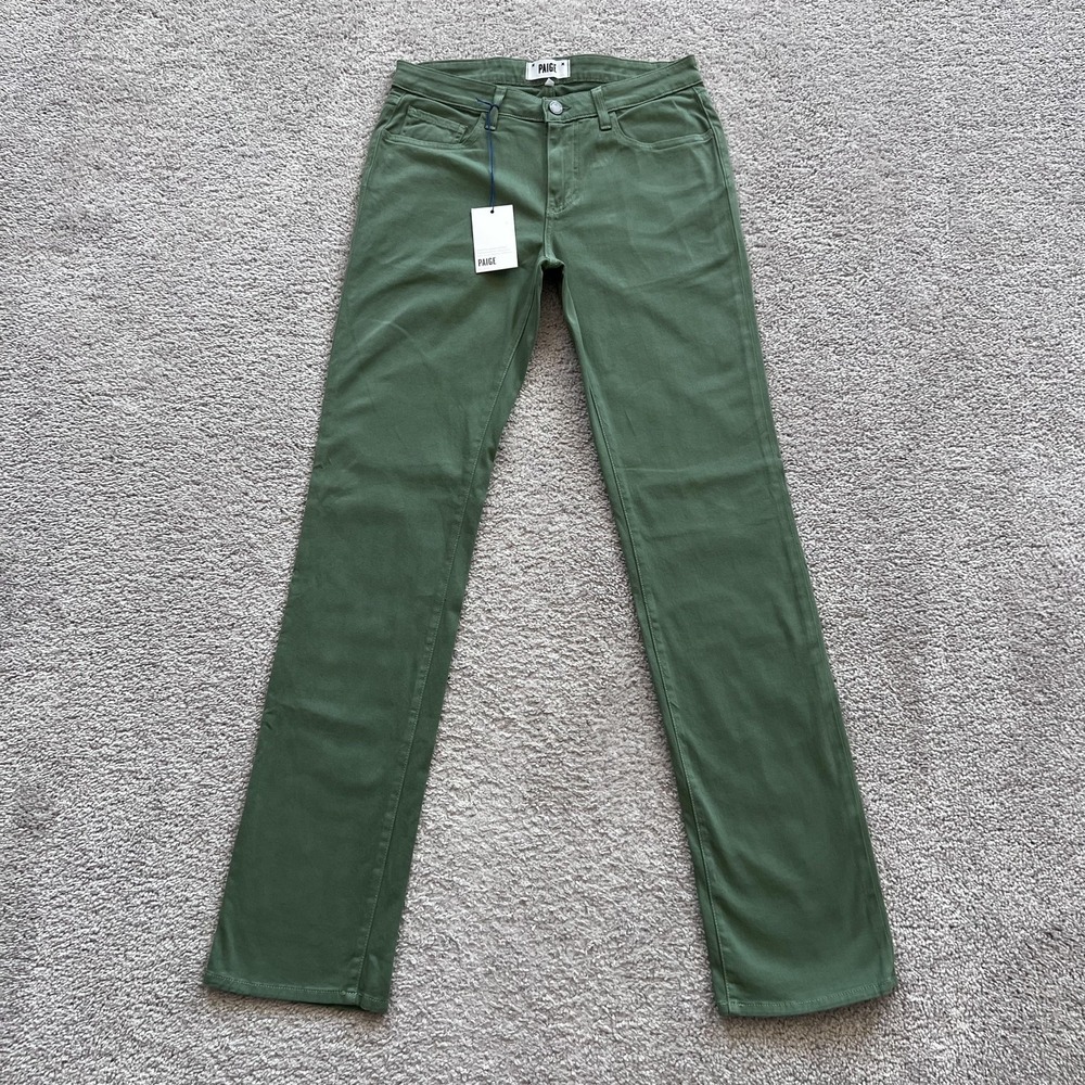 Paige Normandie Slim Fit Pants Mens 29x34 Green Classic Stretch Made USA